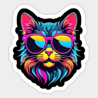 Cool Neon Cat (Small Version) Sticker